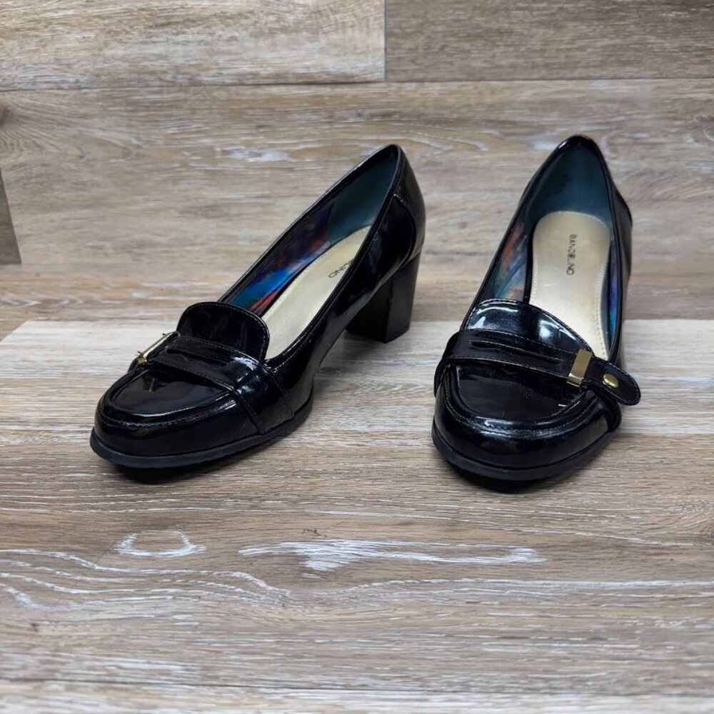 Bandolino Tallow Black Patent Leather Low Heels Women's Size 8.5